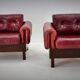 Pair of vintage leather armchairs , Czechoslovakia 1970s