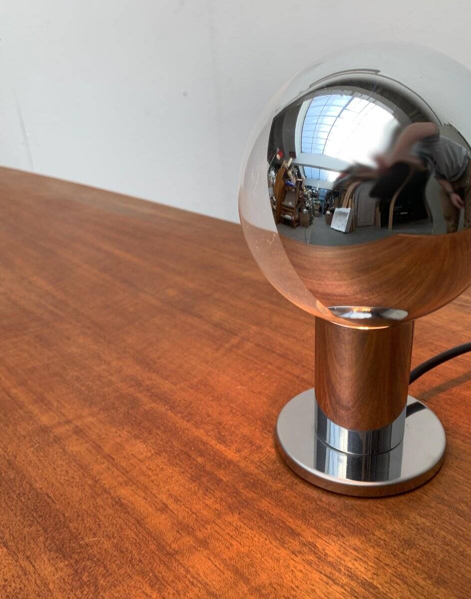 Vintage German table lamp in chrome and glass by Motoko Ishii for Staff.