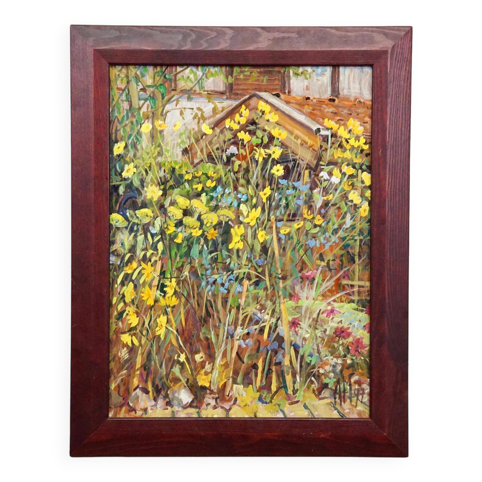Large oil painting of a garden landscape, Alexander Michael 1997