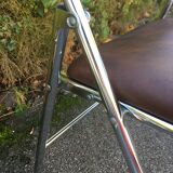 Set de 6 chaises pliantes acier et similicuir 70’s