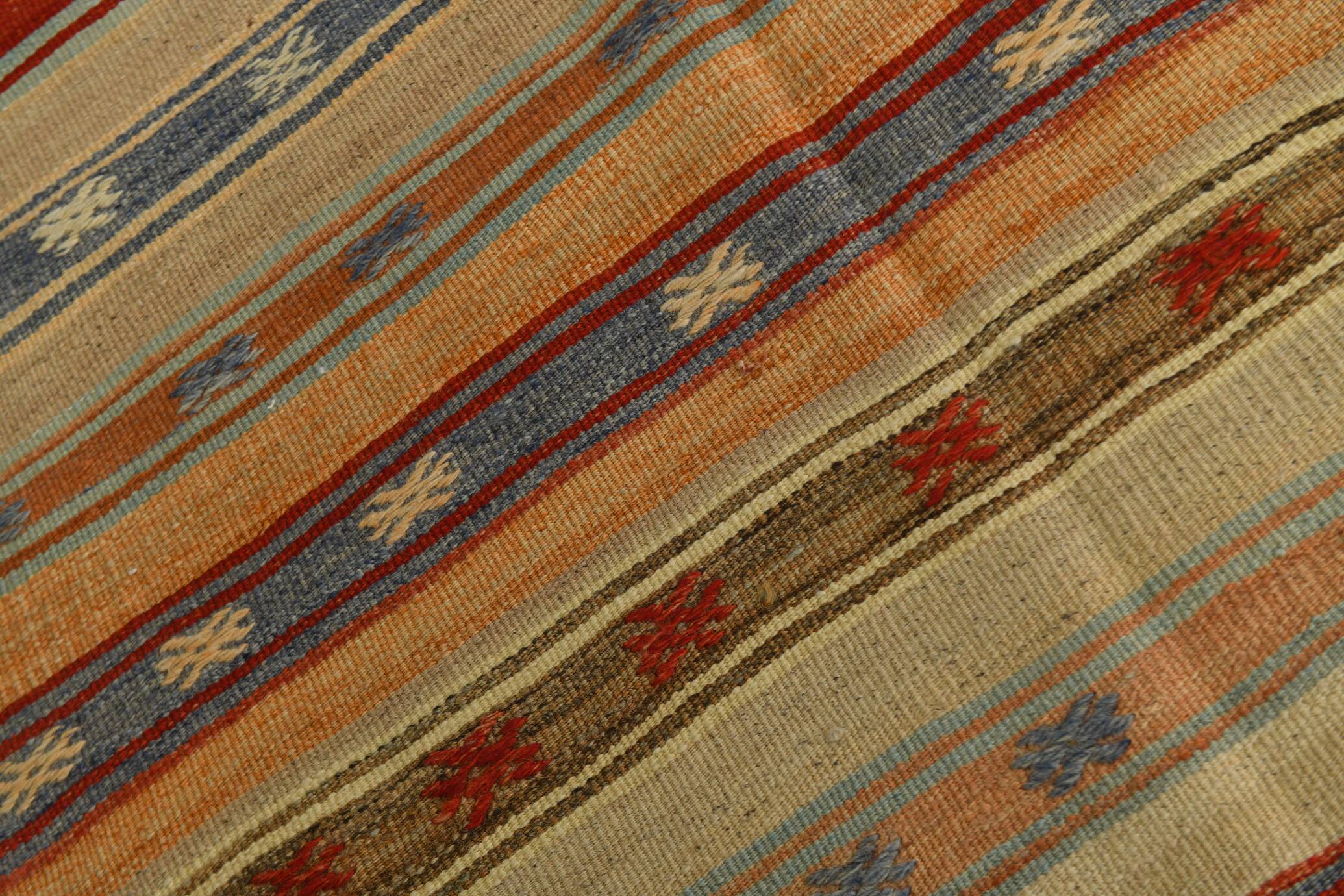 Red & Cream Striped Kilim Rug, 150x260Cm