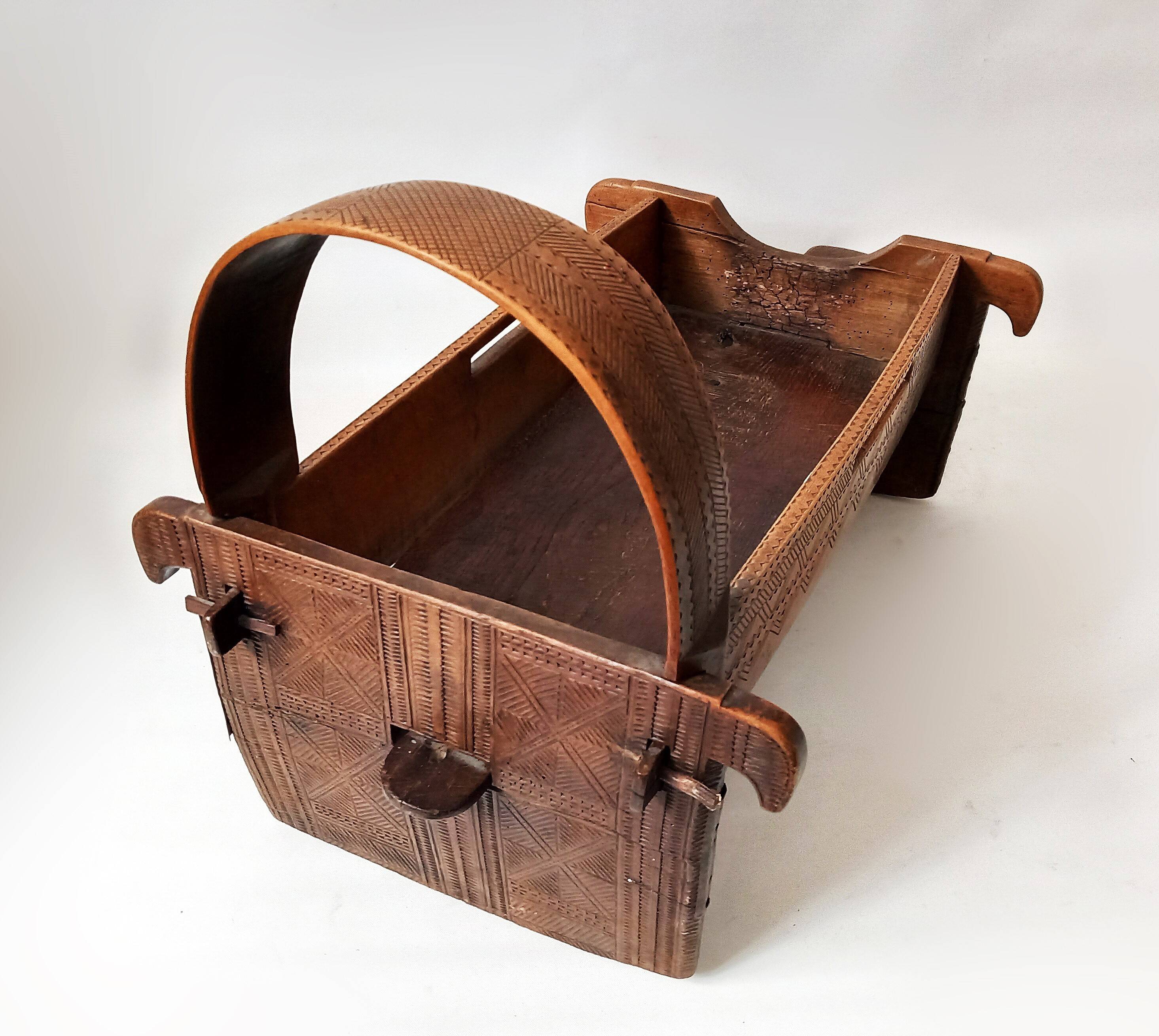 Antique Traditional Handmade Children's Crib Museum object Balkans 1890