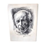Portrait of Pablo Picasso Nice graphite drawing signed