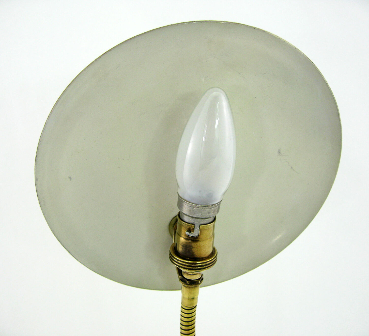 UFO desk lamp in green lacquered metal and brass