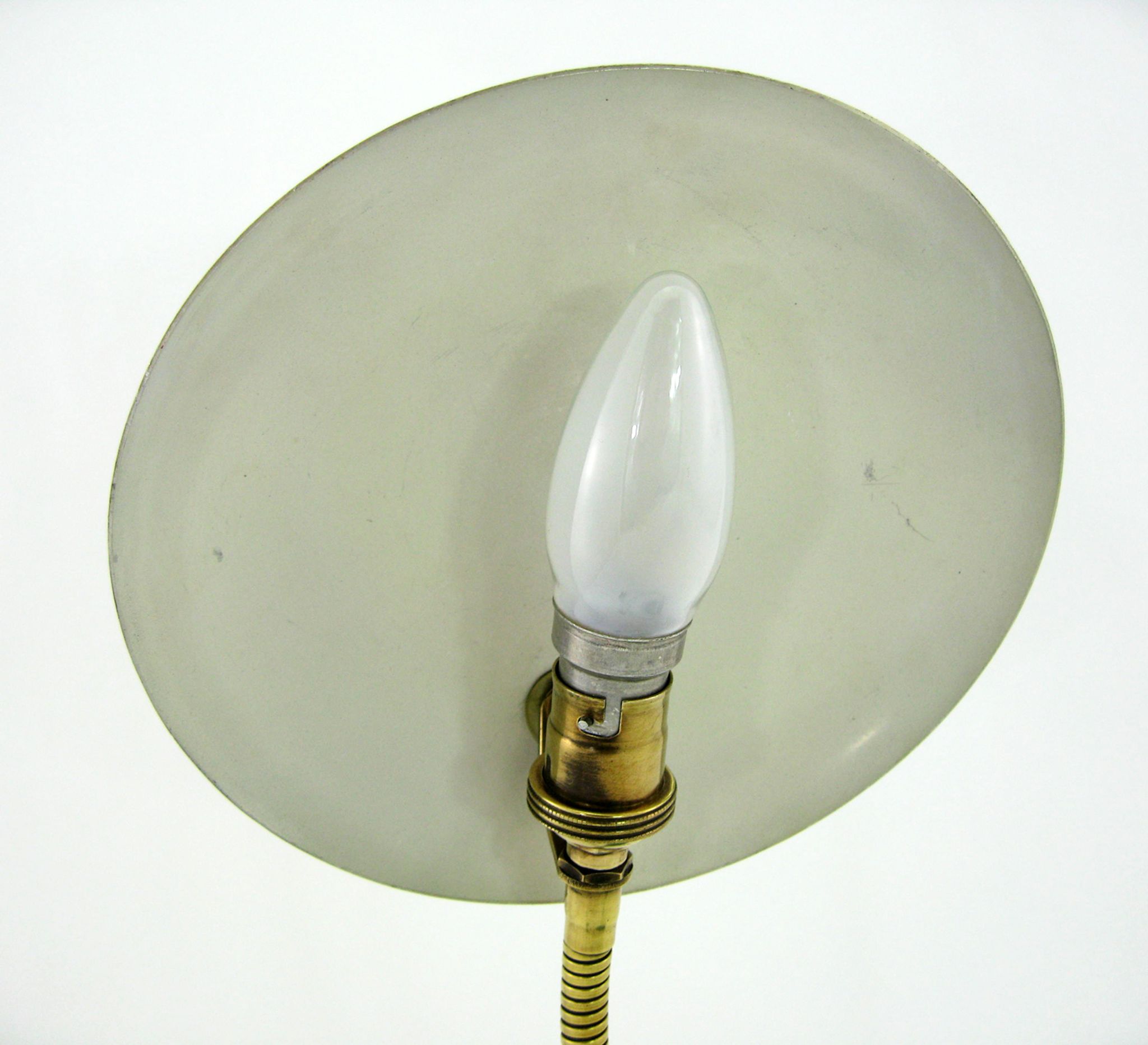 UFO desk lamp in green lacquered metal and brass