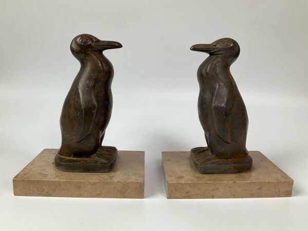 Serre-livres Art Déco pingouin