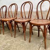 4 bistro chairs in curved wood N° 18 of the 1920s 1930s wooden seat
