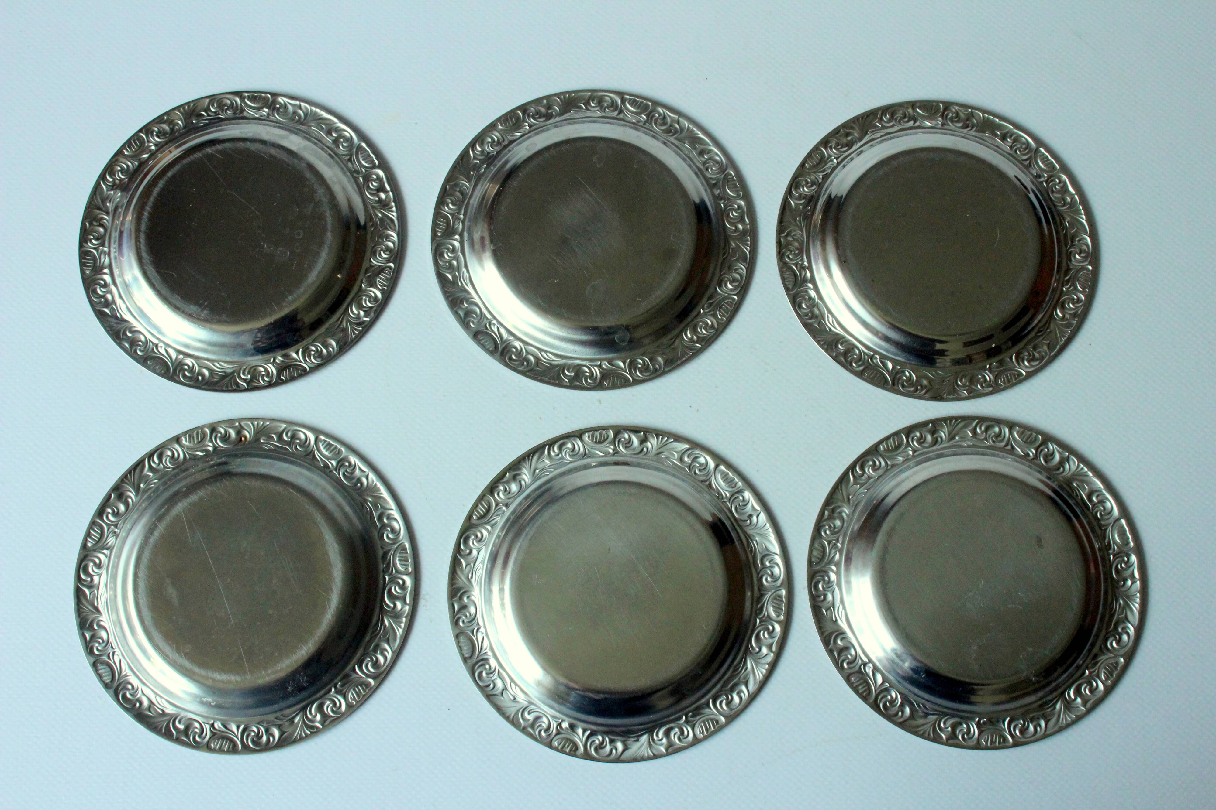 6 stainless steel coasters by WMF - marked - Vintage from the 60s