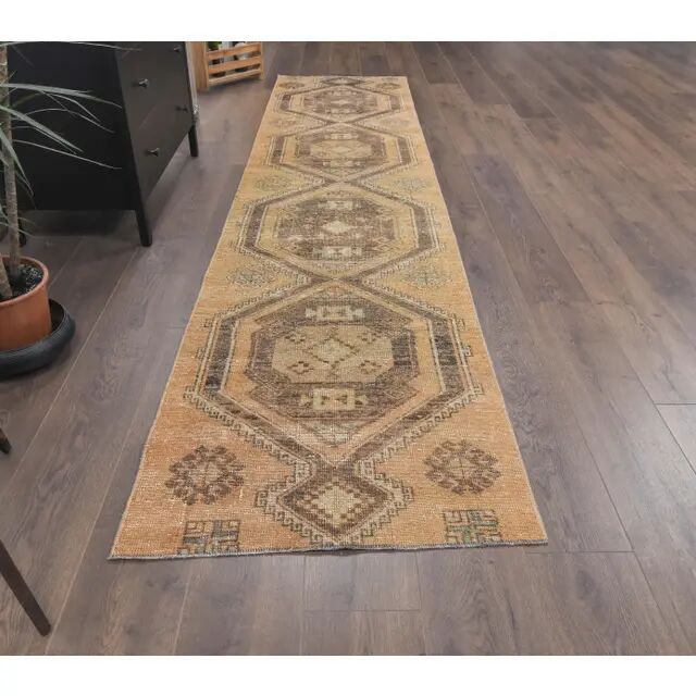 1970s Turkish Oushak wool runner rug 76x337