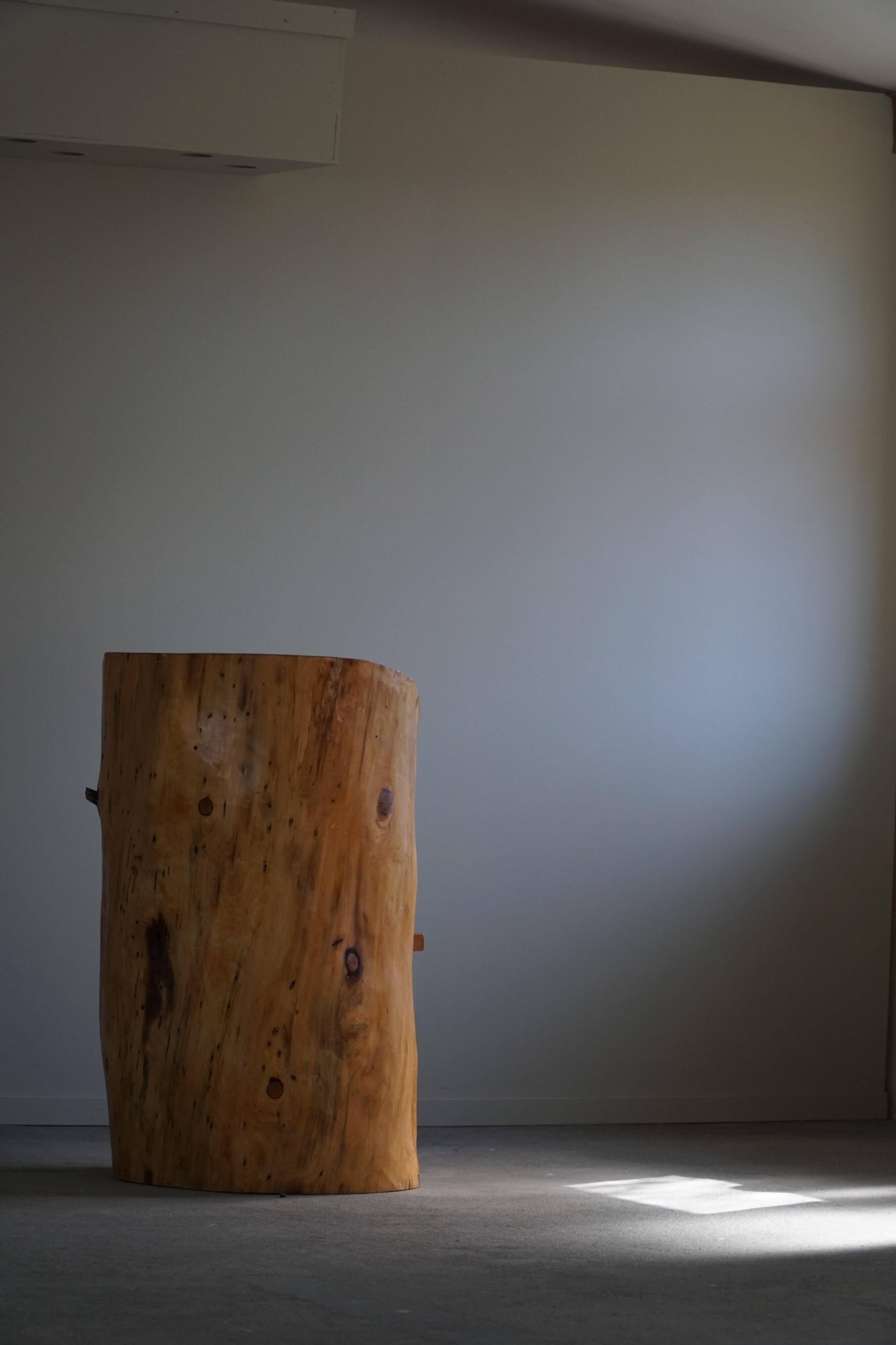 Chaise en souche en bouleau massif par un ébéniste suédois, Wabi Sabi, années 1950