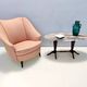 Vintage Beech Coffee Table Ascribable to Paolo Buffa with an Oval Red Onyx Top