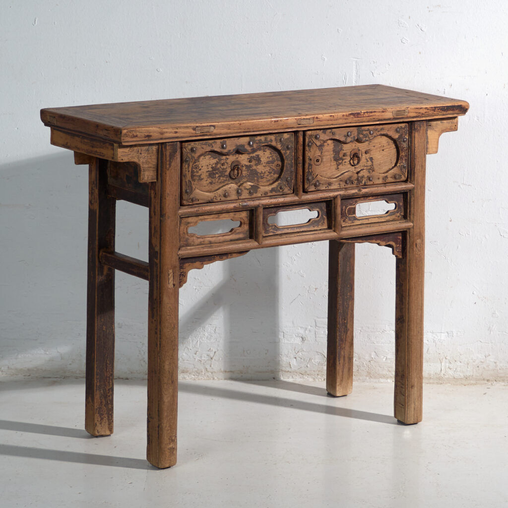 Old pine console with two drawers – China, circa 1930