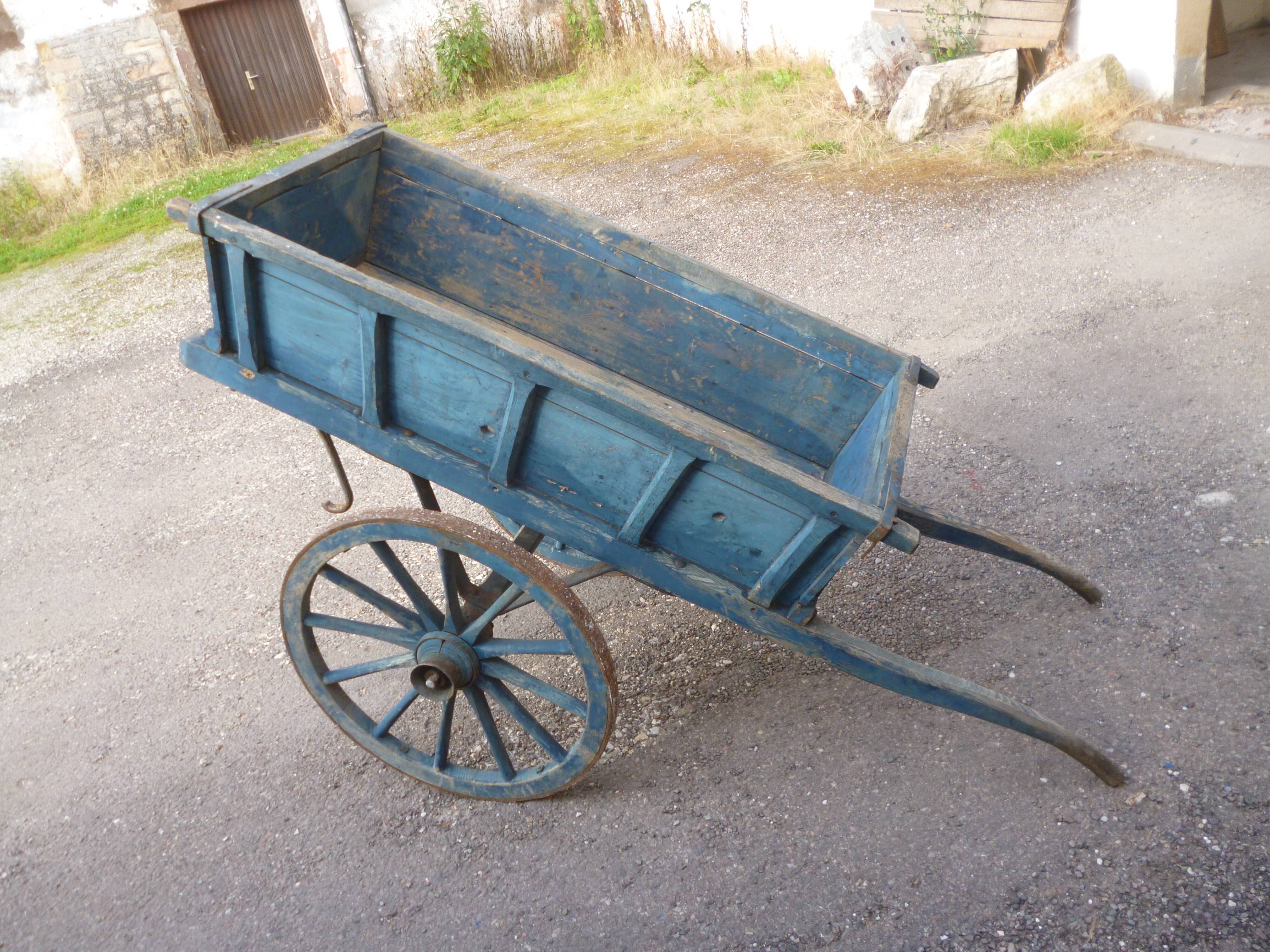 Old blue patina cart