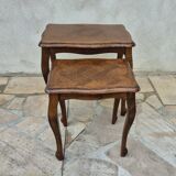 2 nesting tables in solid wood in Louis XV style