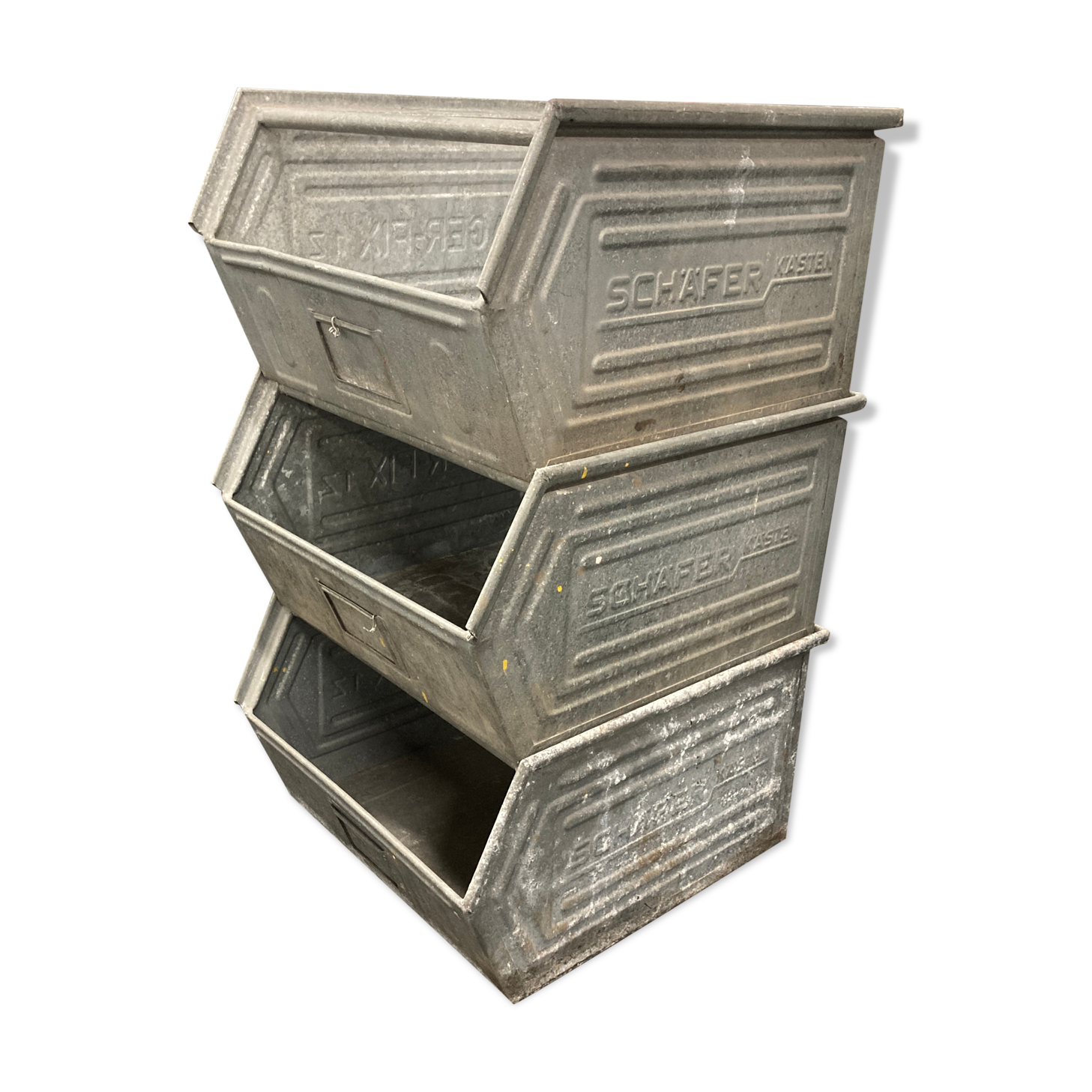 lot of 3 galvanized industrial cassier schafer kasten