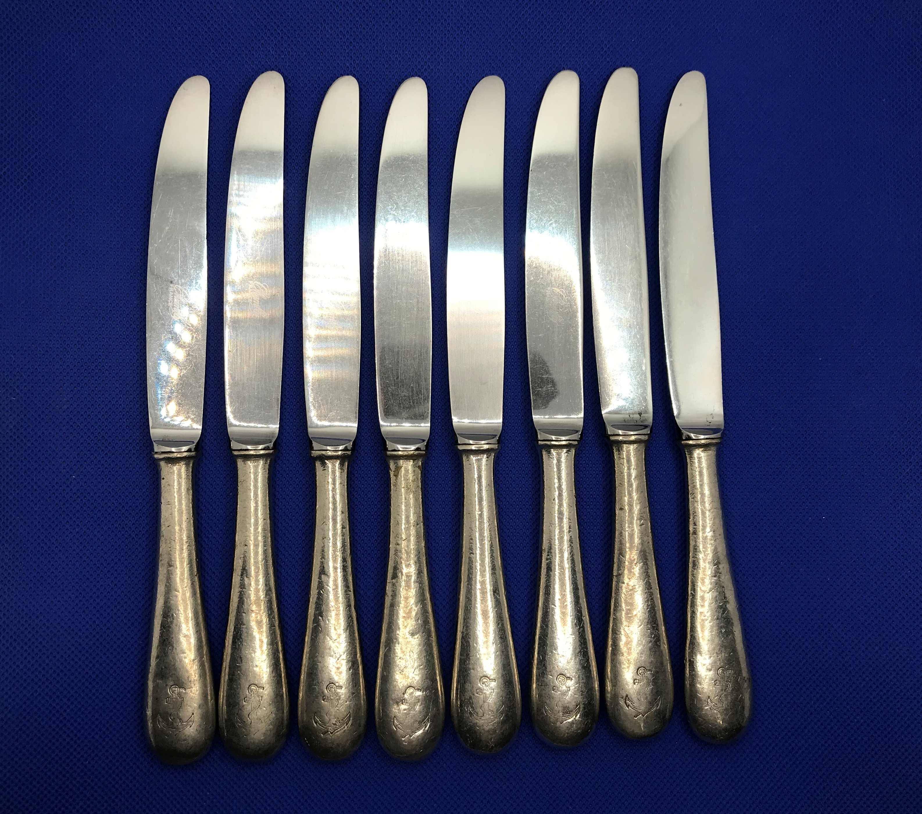 Set of 8 small silver-plated Chambly Navy knives