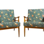 Pair of lounge armchairs mid century modern upholstered 1960s Czechoslovaki