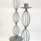 Geometric METAL CANDLE HOLDERS Patinated Gray