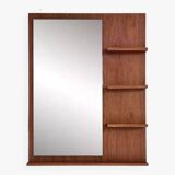 Scandinavian wooden mirror with integrated shelves