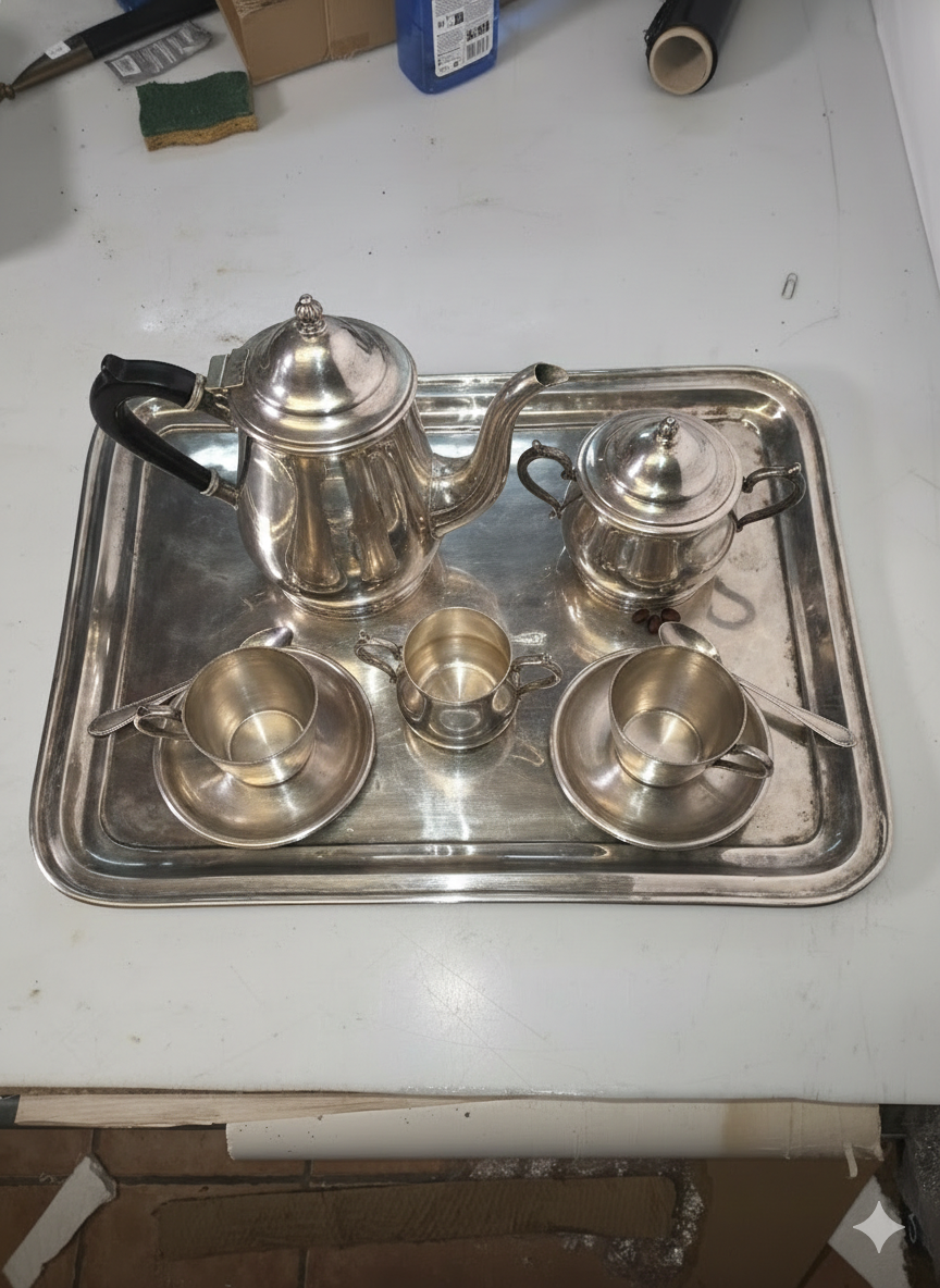 Antique silver-plated tray