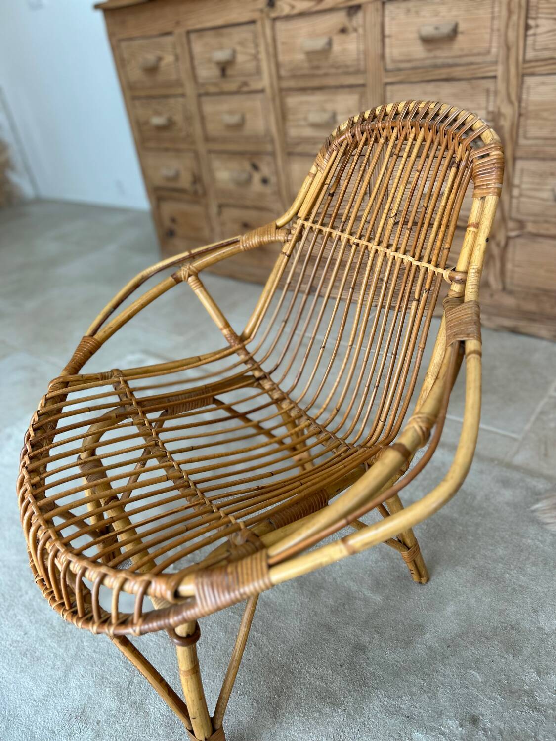 Rattan armchair from the 50s/60s
