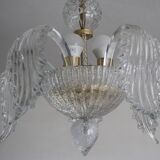 Glass and gold metal chandelier (2 available)