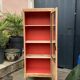 Armoire vitrée vintage bois brut 1950