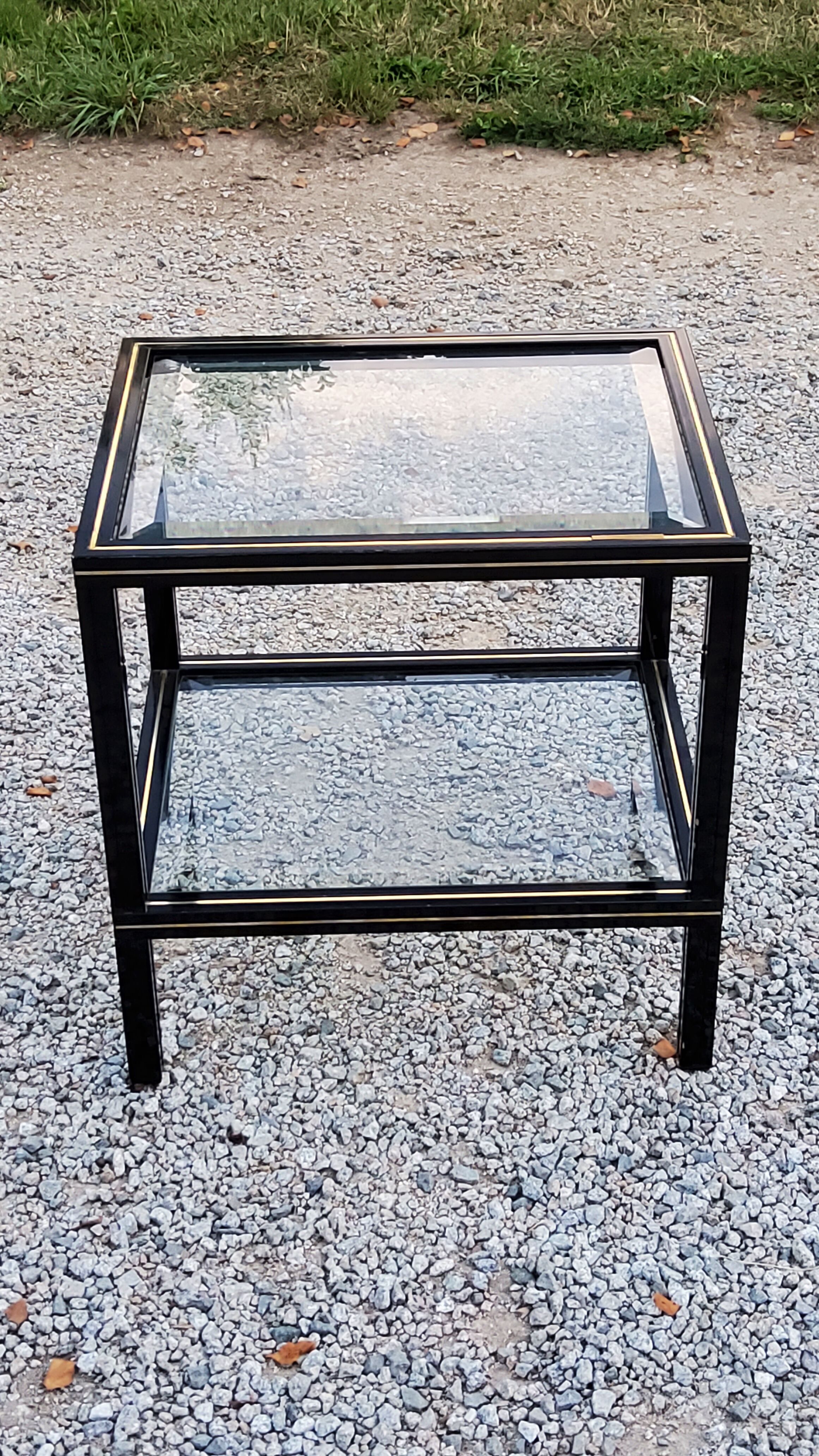 Side table end of sofa Pierre Vandel in metal and glass tops
