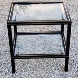 Side table end of sofa Pierre Vandel in metal and glass tops