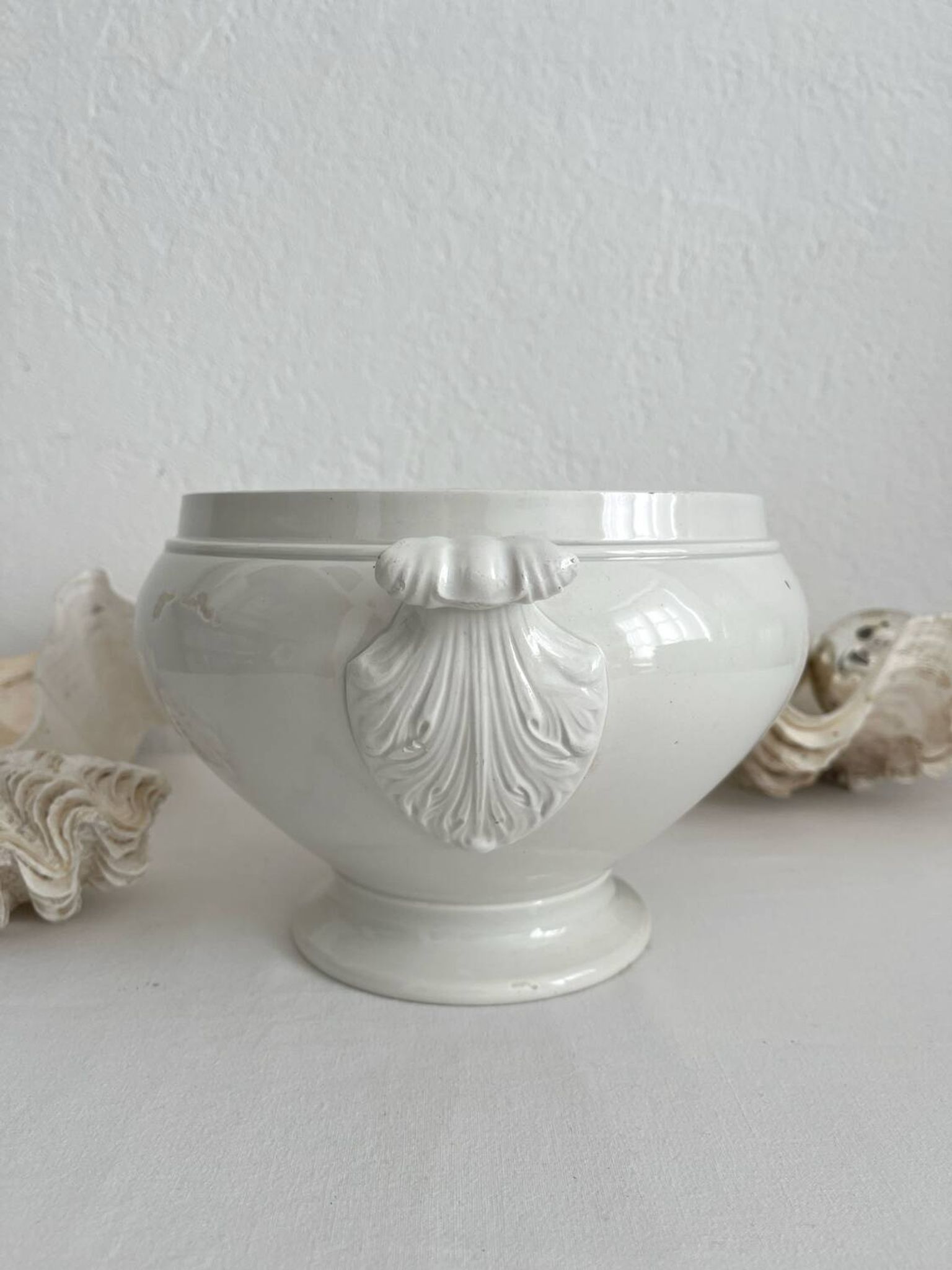 Bas de soupière ancienne terre de fer blanche Lunéville