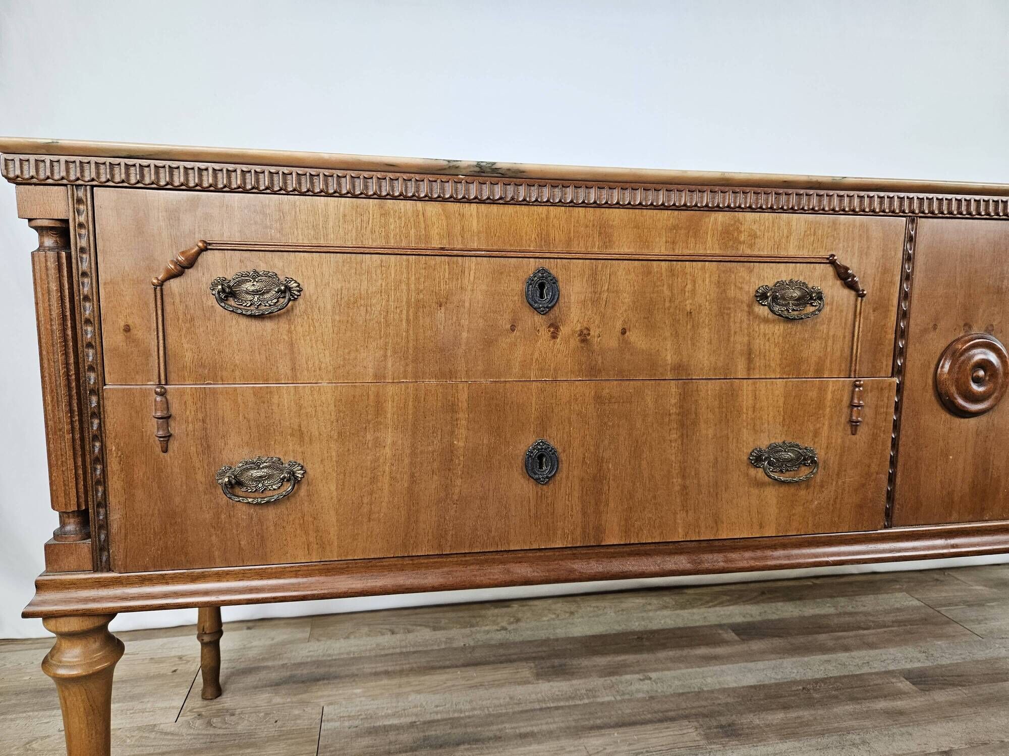 1980s chest of drawers with marble top and four drawers