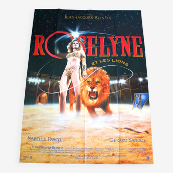 Affiche cinéma originale "Roselyne et les lions" 1989 Cirque 120x160 cm