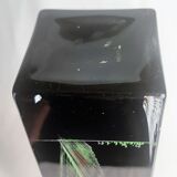 Vase cubiste a Riecke section carrée verre coloré noir  -60 cm