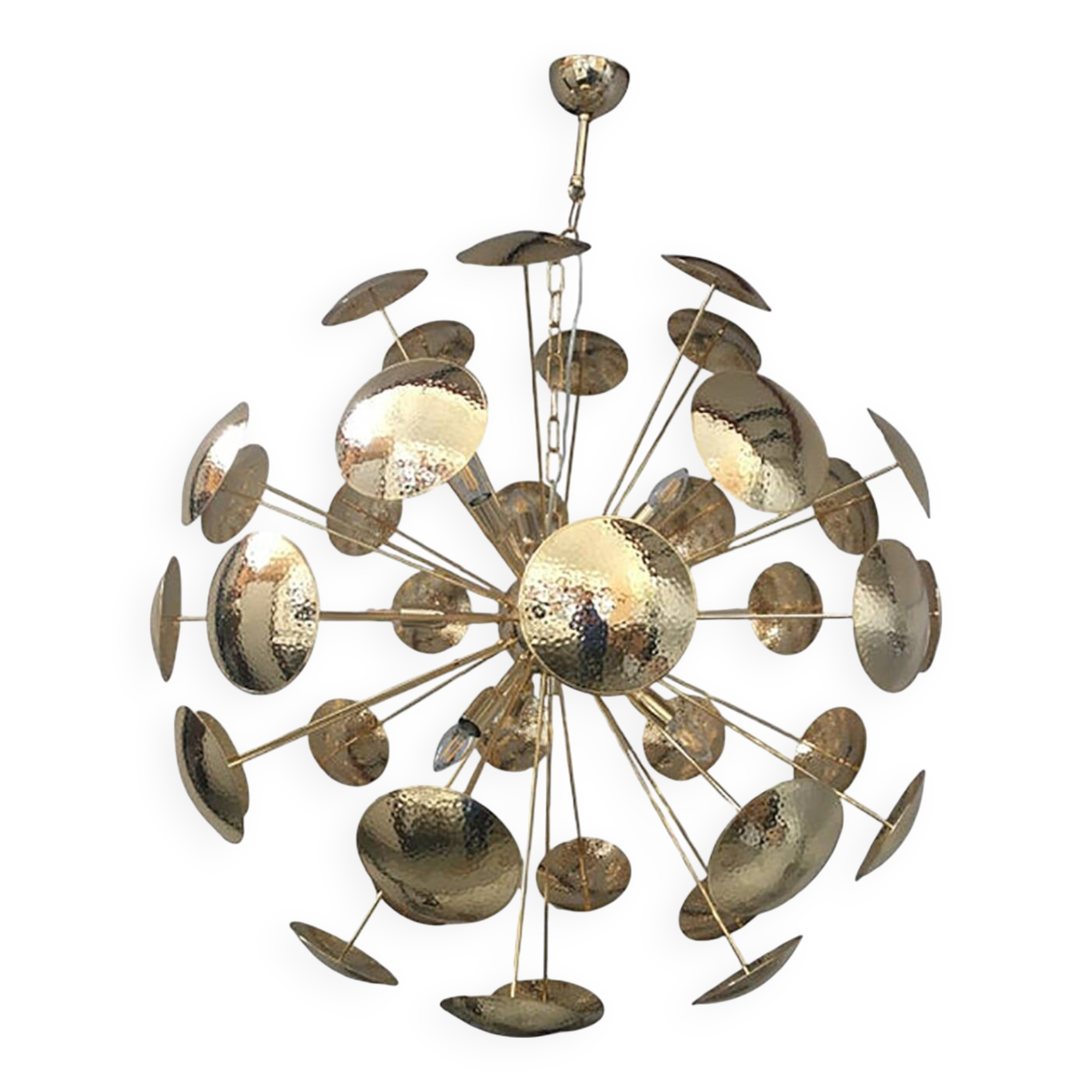 Handmade Hammered Sputnik Candlestick in Gold
