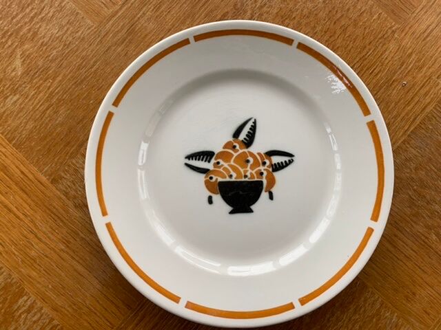 Set of 6 small plates jade model Badonviller art deco