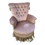 Beige velvet toad armchair