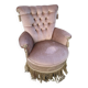 Beige velvet toad armchair