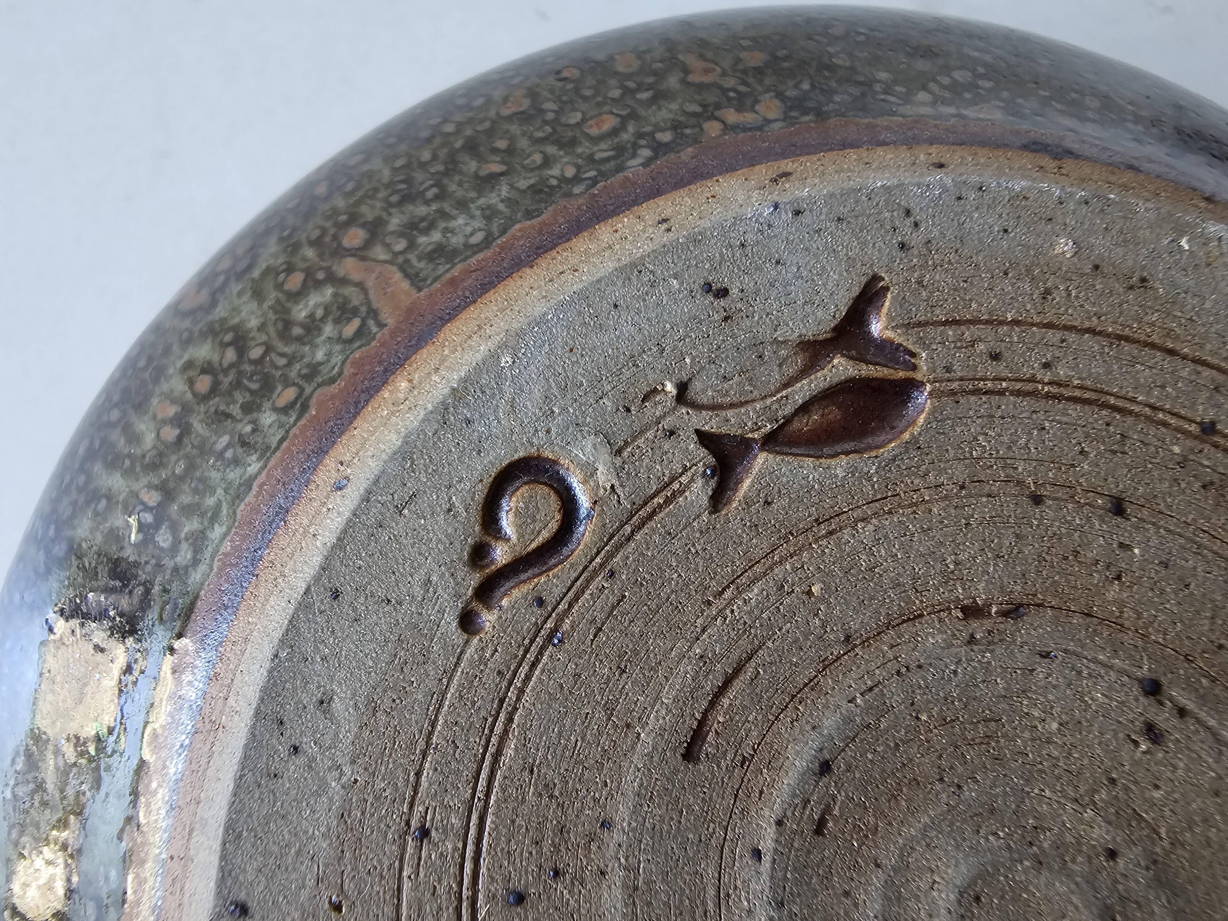 Ceramic flower vase signed gérald pott (diameter 13cm)