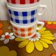 Arcopal gingham coffee cup vintage retro pops 70s