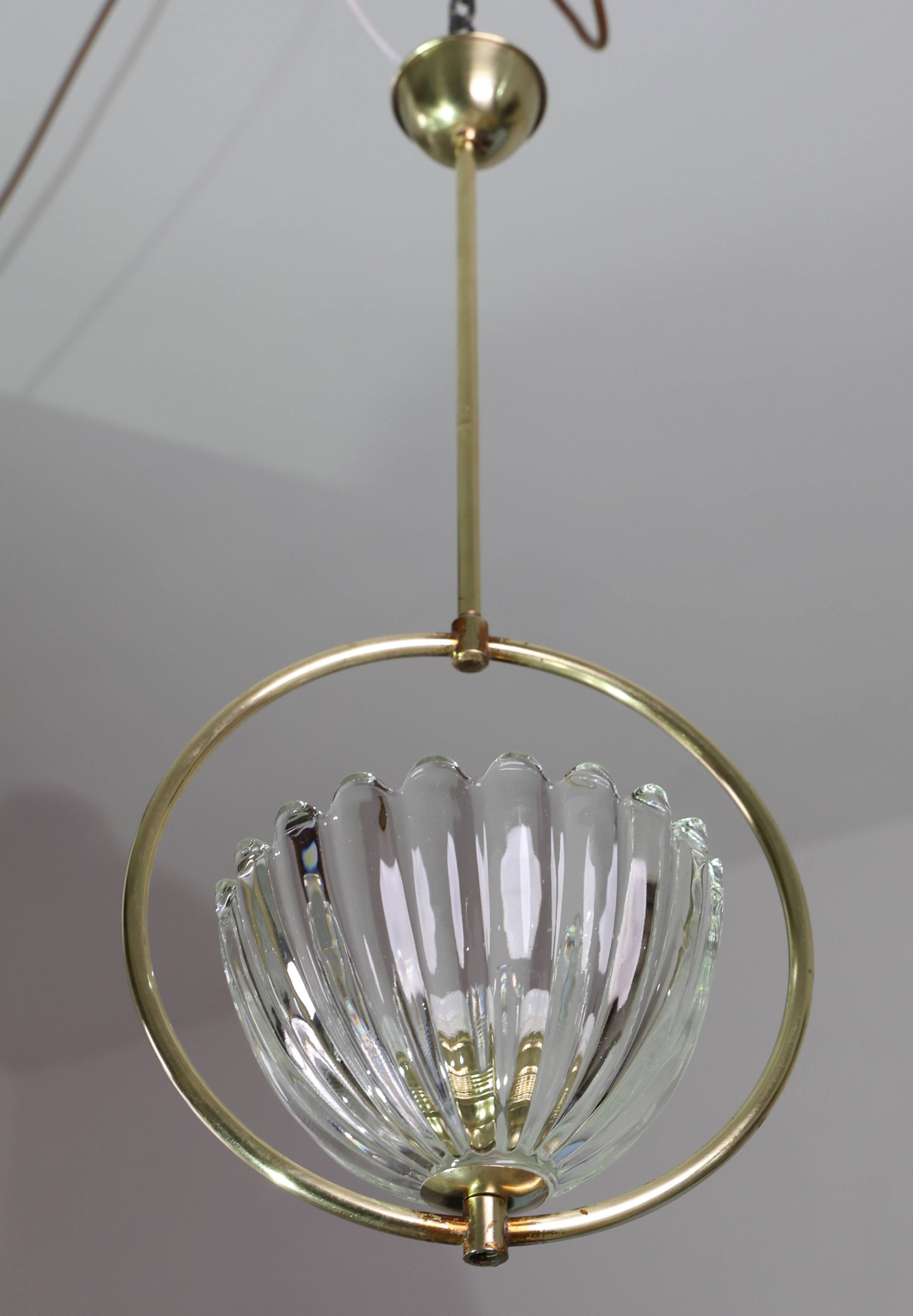 Art Decò Barovier e Toso Pendant Light, 1950