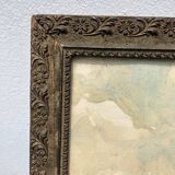 Watercolor old shore golden frame