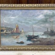 Marine, Huile sur toile signée Victorès