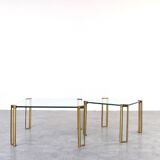 Hollywood Regency Brass and Glass Coffee Tables by Peter Ghyczy, 1970s, Set