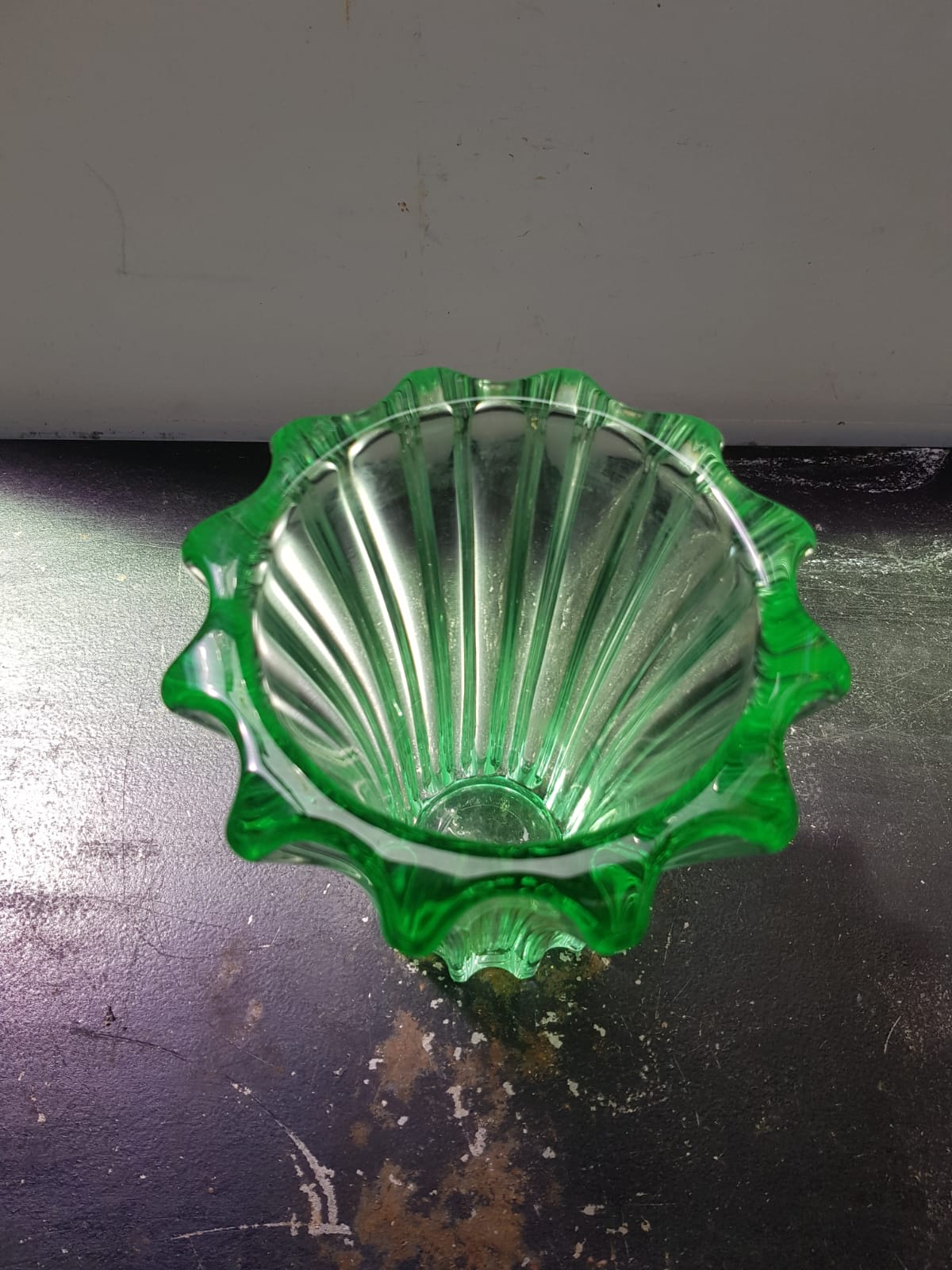 Old P d'Avesn vase uranium green glass made in France vintage