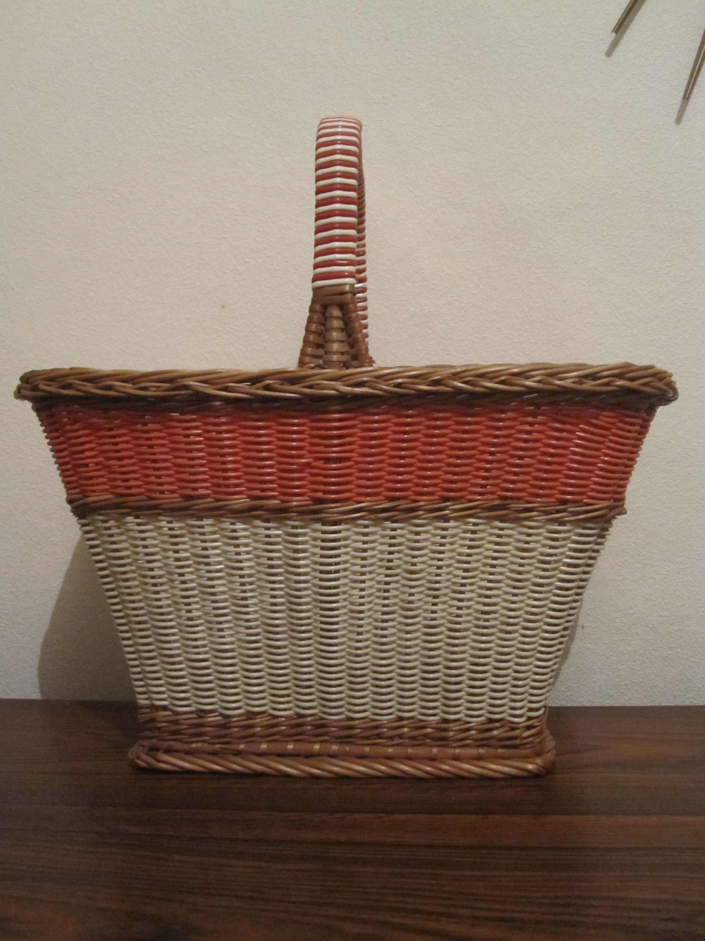 Panier scoubidou et rotin vintage