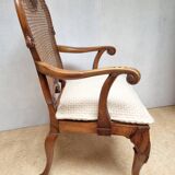 Chippendale Bergere Armchair, Carved Mahogany with Cane and Lion Claw Ball