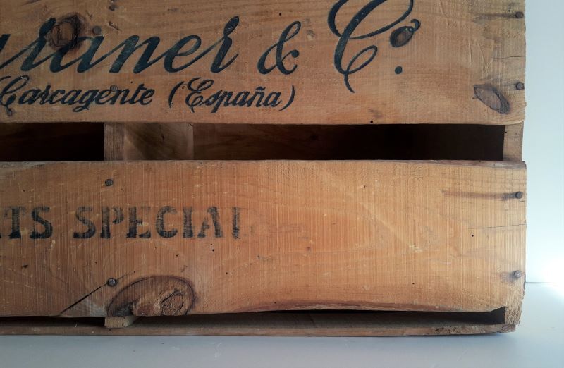 Wooden crate transport colorful poster Magraner-Co Espana