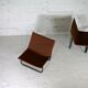 Paire de chauffeuses Kebe Danemark circa 1975 acier et toile "chocolat"