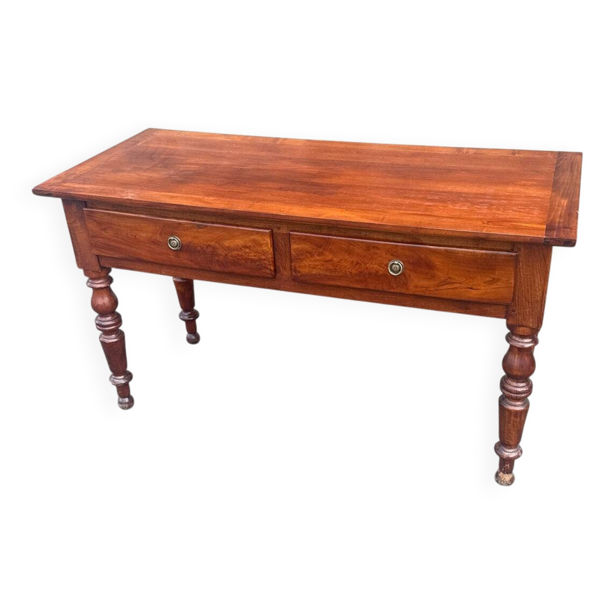 Bureau en bois 2 tiroirs de style Louis Philippe