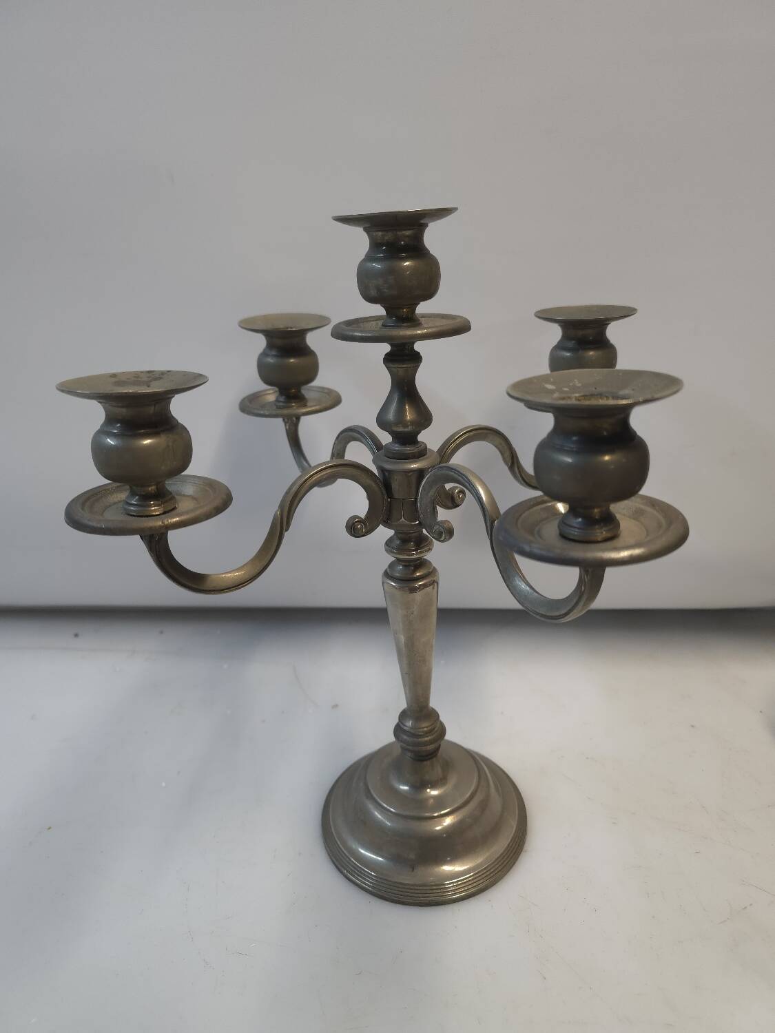 Chandelier 5 branches en métal argenté 